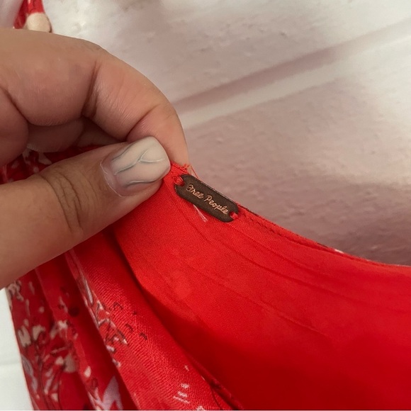 EUC Free People Womens All Mine Mini Red Floral One Shoulder Dress Size Small - Picture 8 of 13